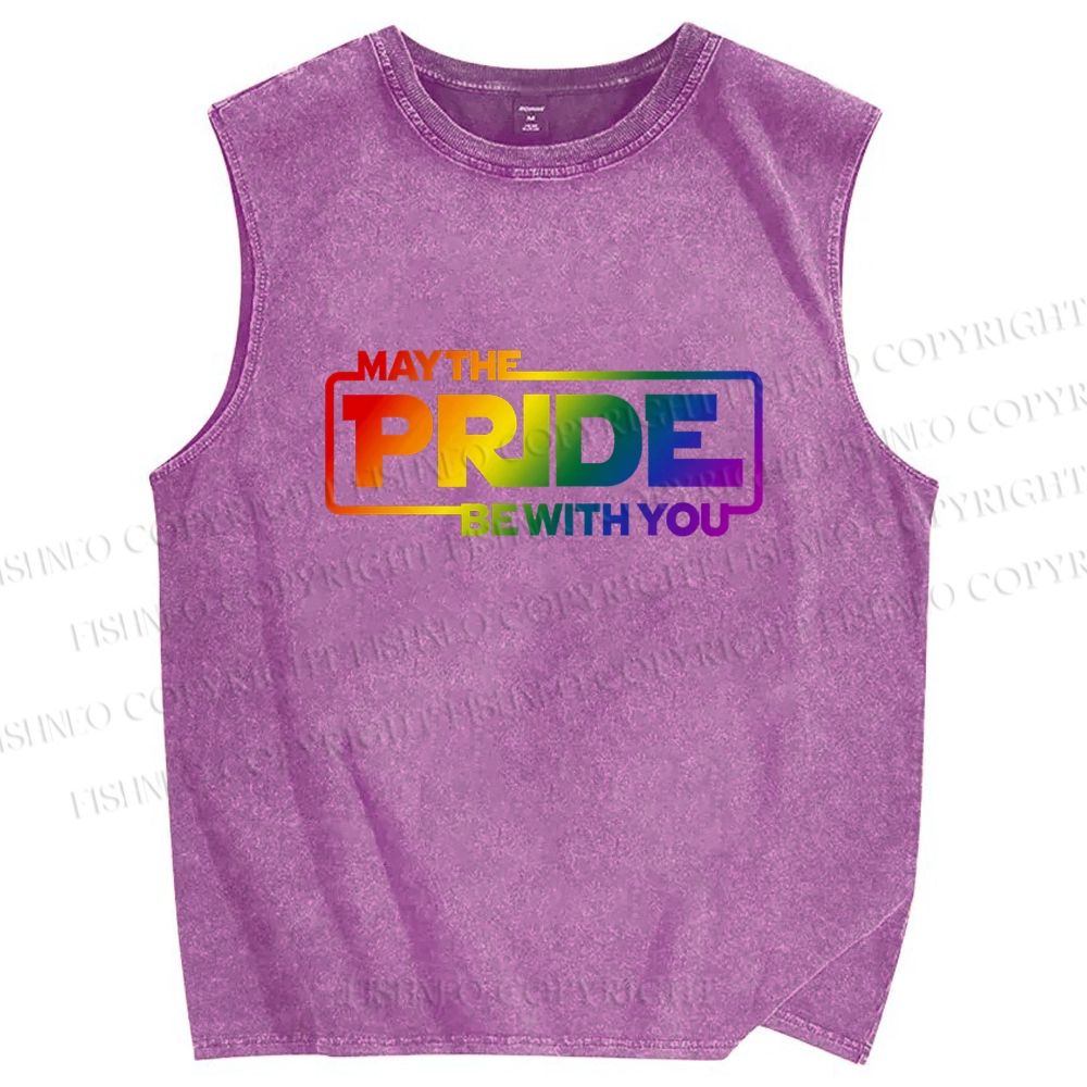 Unisex May The Pride Be With You Printed Washed Tank Top