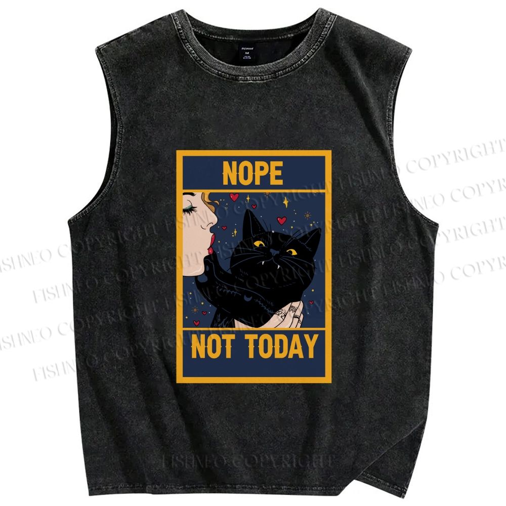 Unisex Nope Not Today Printed Washed Tank Top