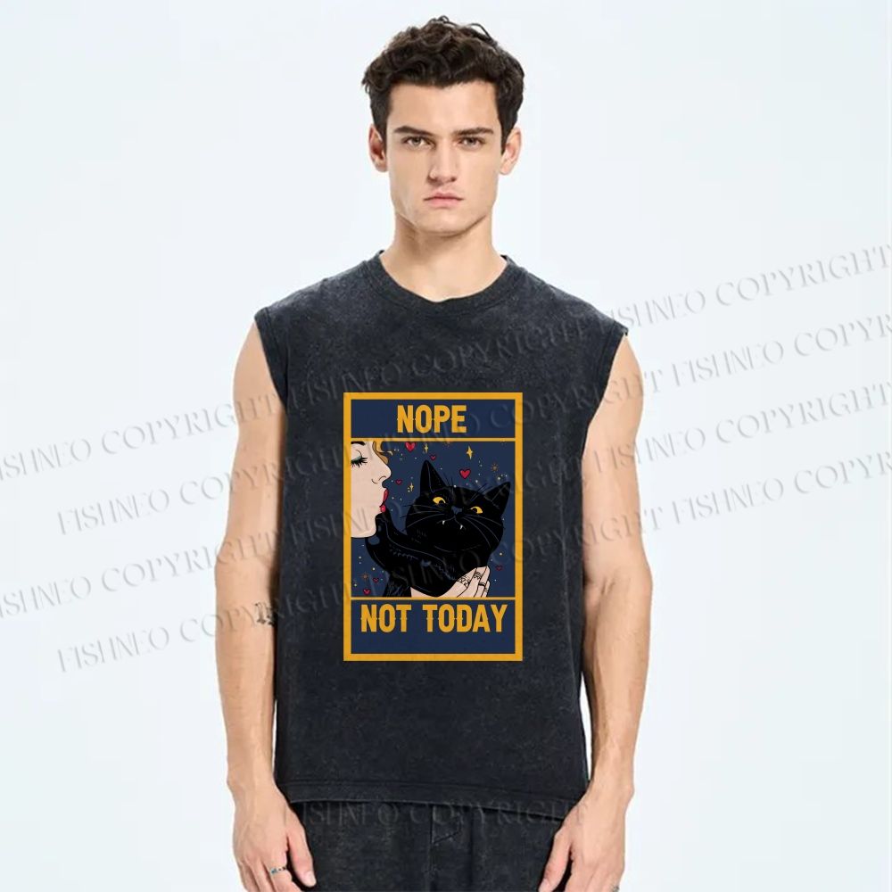 Unisex Nope Not Today Printed Washed Tank Top