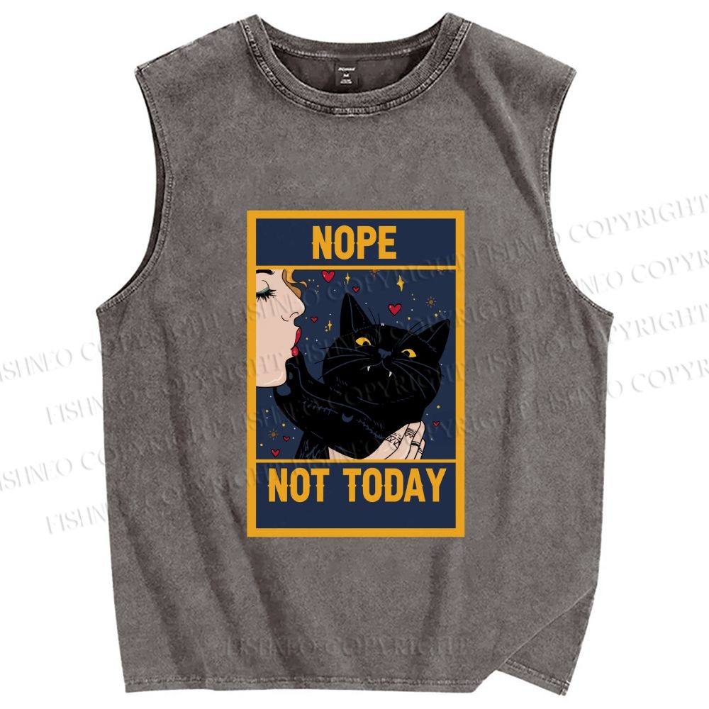 Unisex Nope Not Today Printed Washed Tank Top