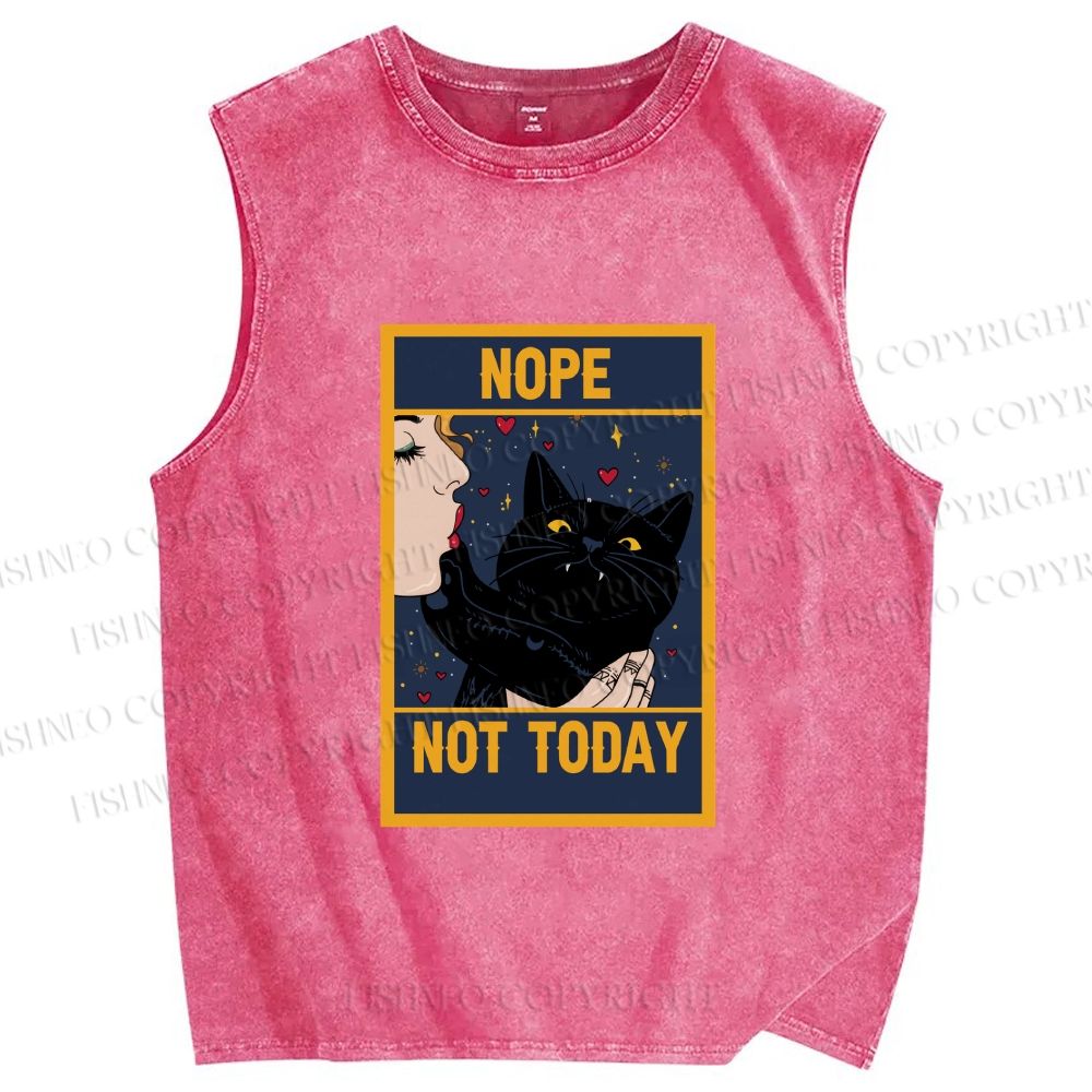 Unisex Nope Not Today Printed Washed Tank Top