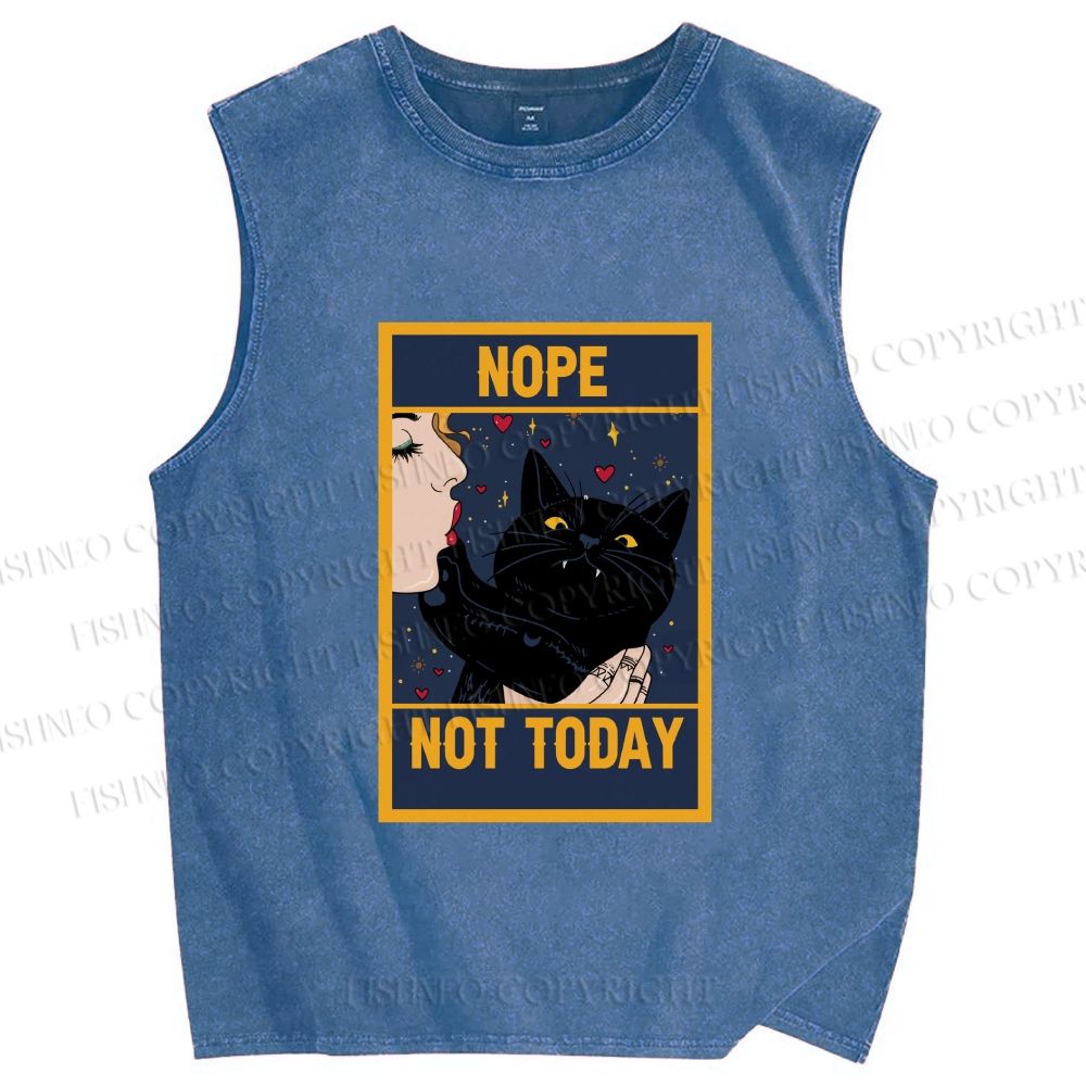 Unisex Nope Not Today Printed Washed Tank Top