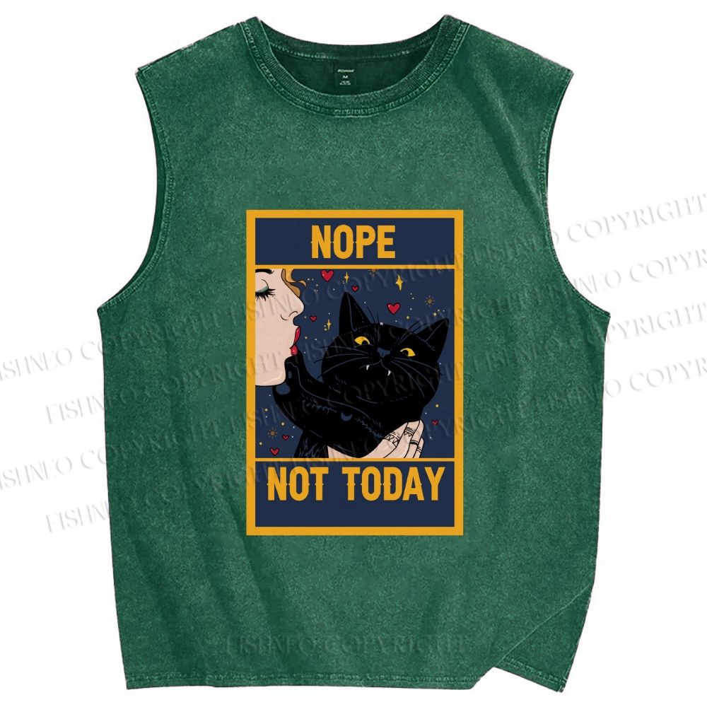 Unisex Nope Not Today Printed Washed Tank Top