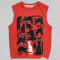 Unisex White Cat And Black Cat Printed Tank Top