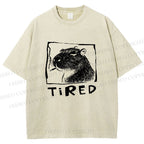 Unisex Tired Capybara Printed Washed Tee