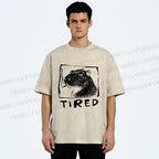 Unisex Tired Capybara Printed Washed Tee