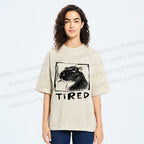 Unisex Tired Capybara Printed Washed Tee