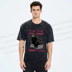 Unisex Tired Cat Vibes Printed Washed Tee