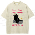 Unisex Tired Cat Vibes Printed Washed Tee