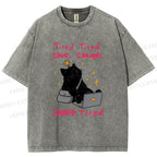 Unisex Tired Cat Vibes Printed Washed Tee