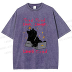 Unisex Tired Cat Vibes Printed Washed Tee