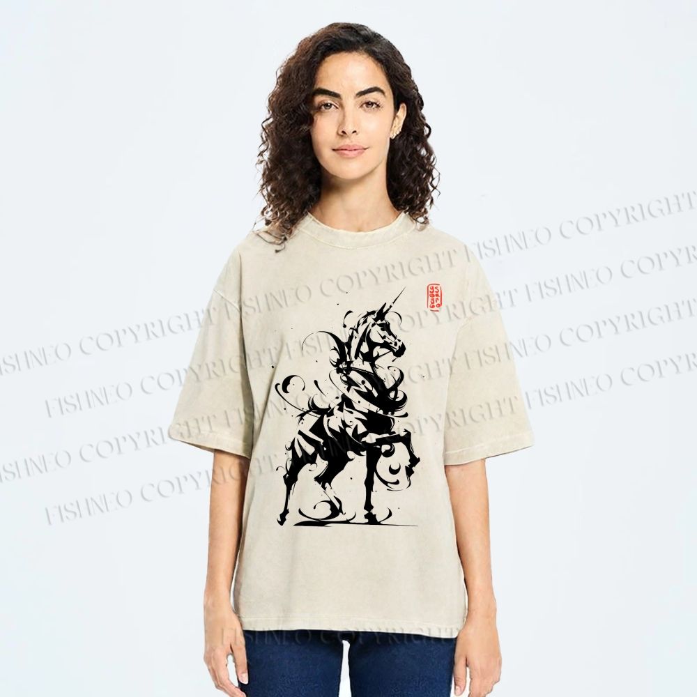 Unisex Ink Unicorn Printed Washed Tee