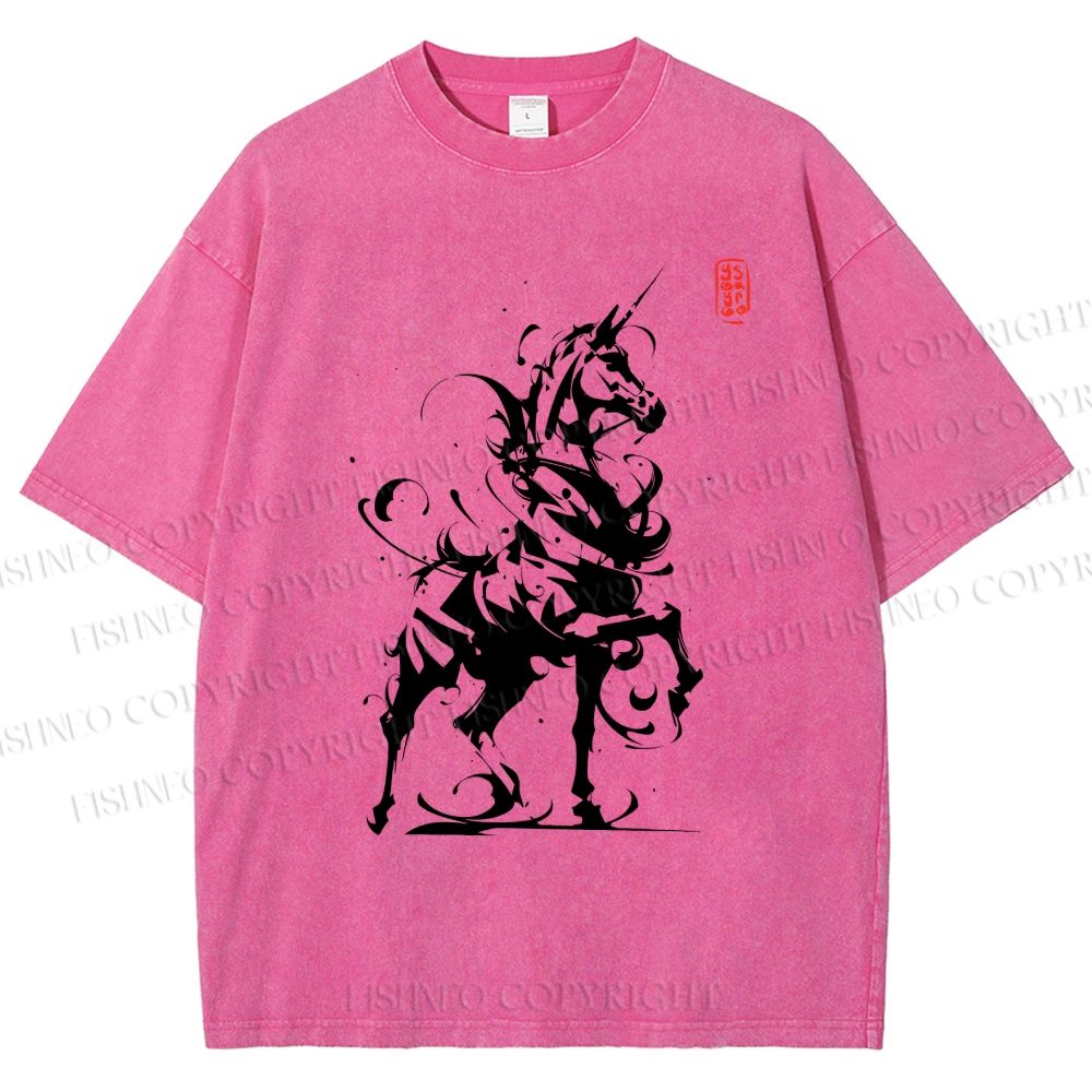 Unisex Ink Unicorn Printed Washed Tee