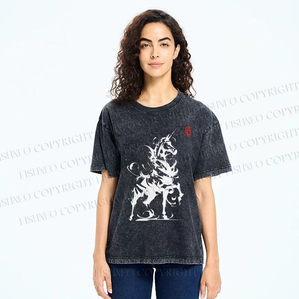 Unisex Ink Unicorn Printed Washed Tee