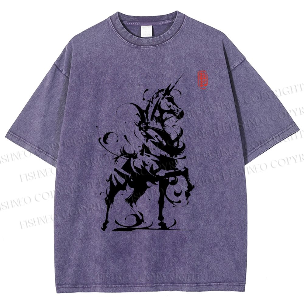 Unisex Ink Unicorn Printed Washed Tee