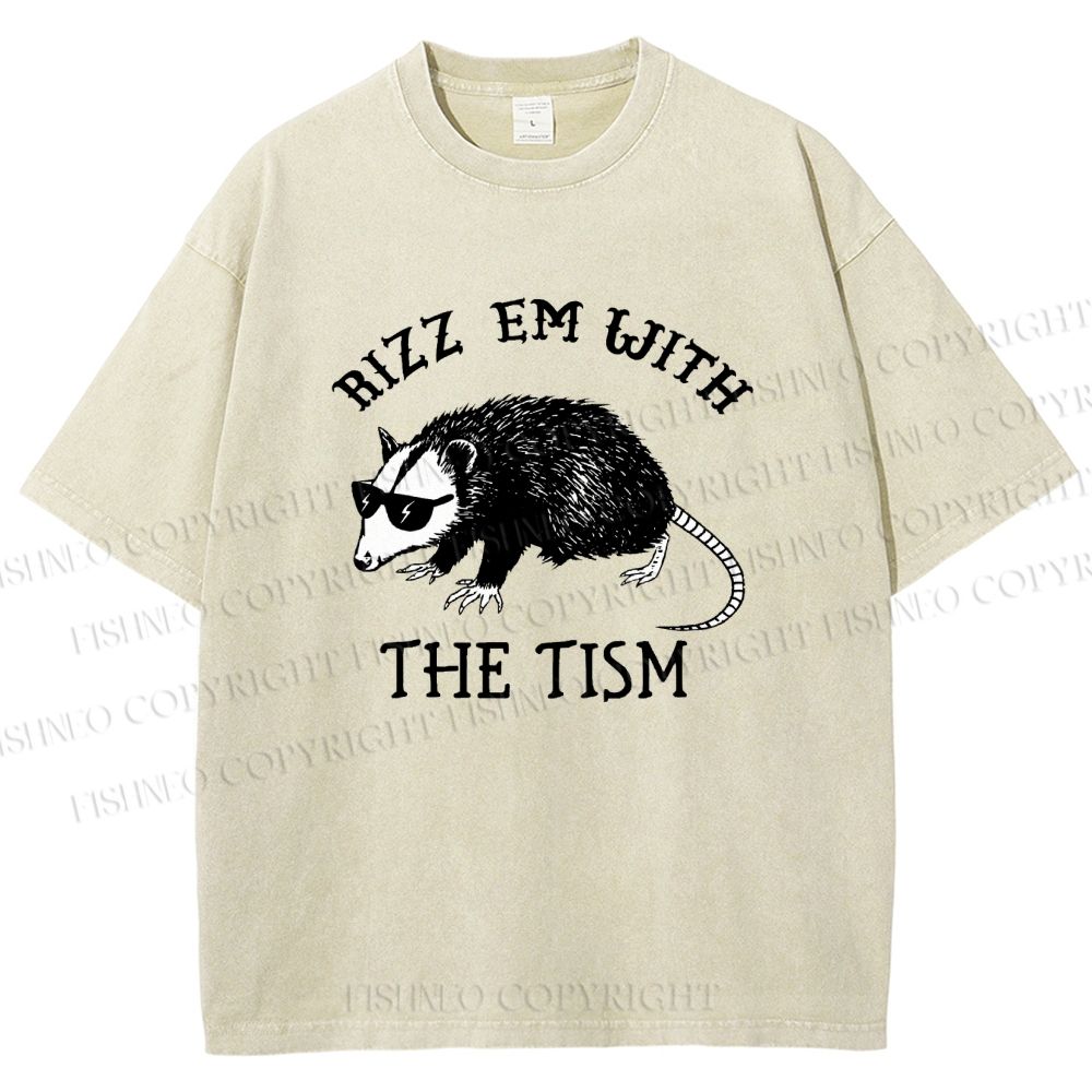 Unisex Rizz Em With The Tism Printed Washed Tee