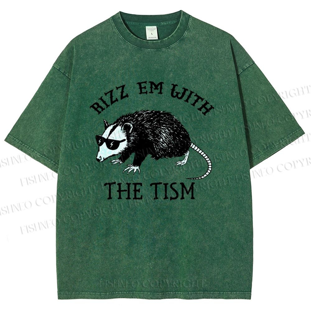 Unisex Rizz Em With The Tism Printed Washed Tee