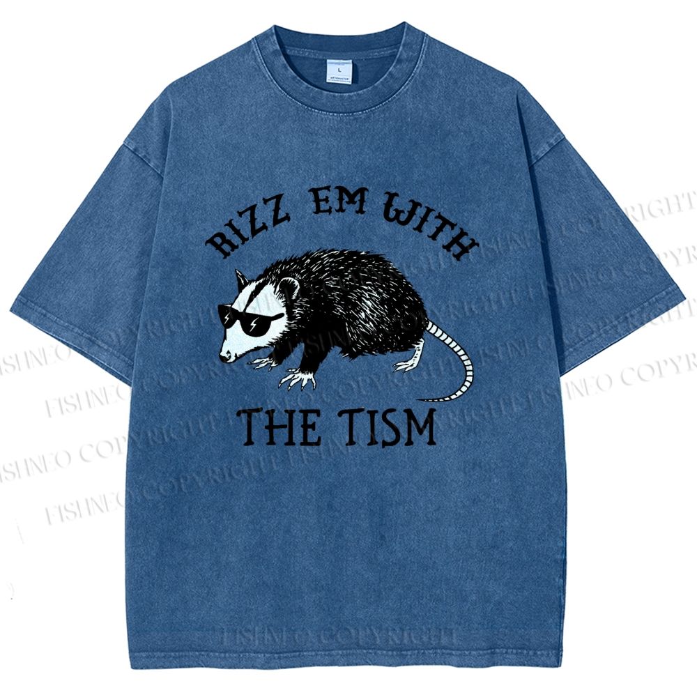 Unisex Rizz Em With The Tism Printed Washed Tee