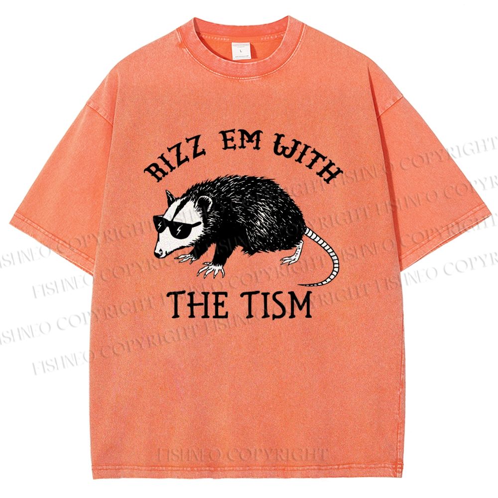 Unisex Rizz Em With The Tism Printed Washed Tee