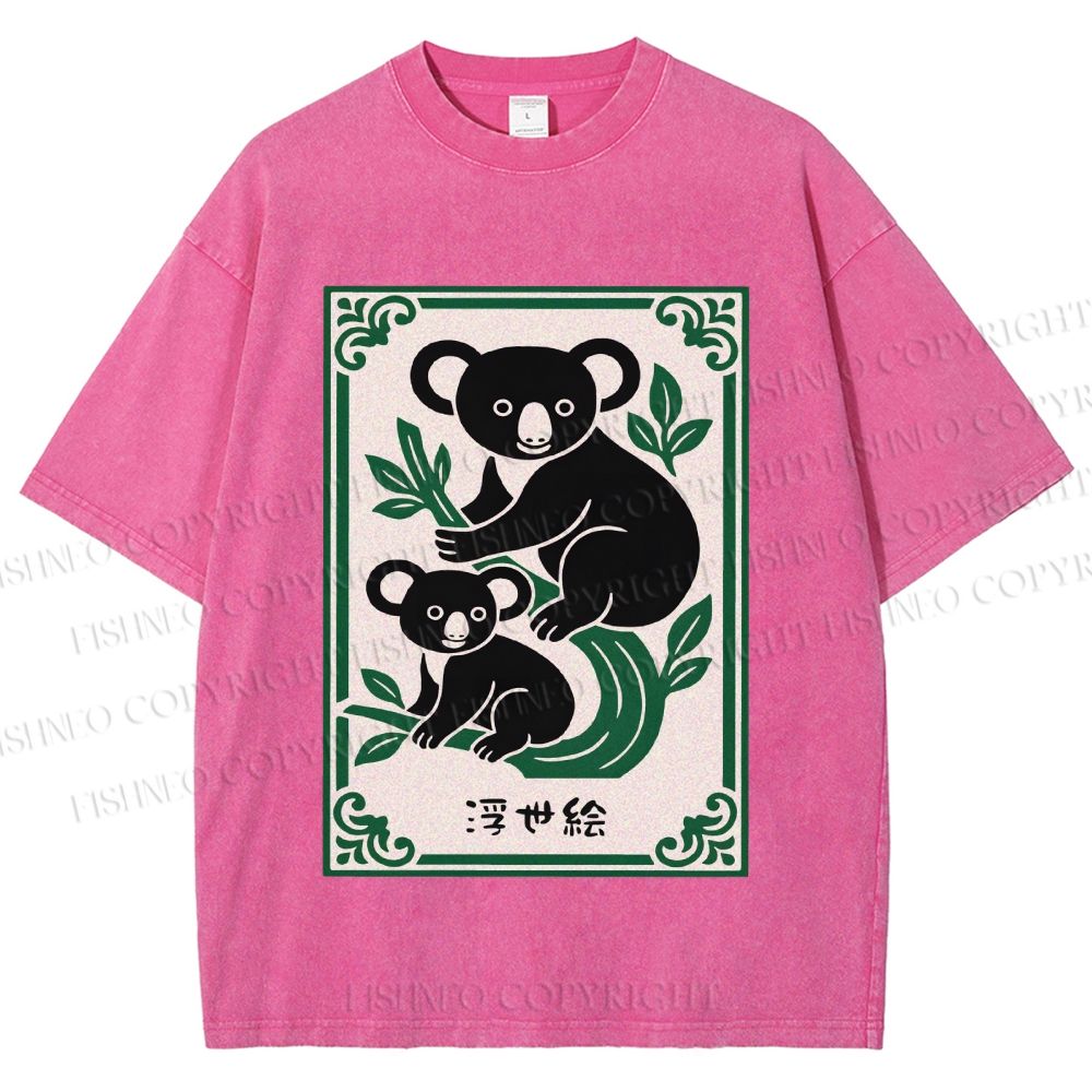 Unisex Vintage Koala Bear Printed Washed Tee