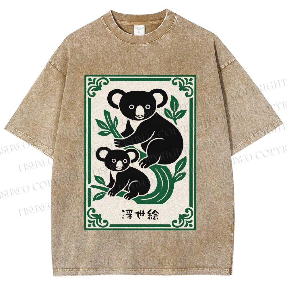 Unisex Vintage Koala Bear Printed Washed Tee