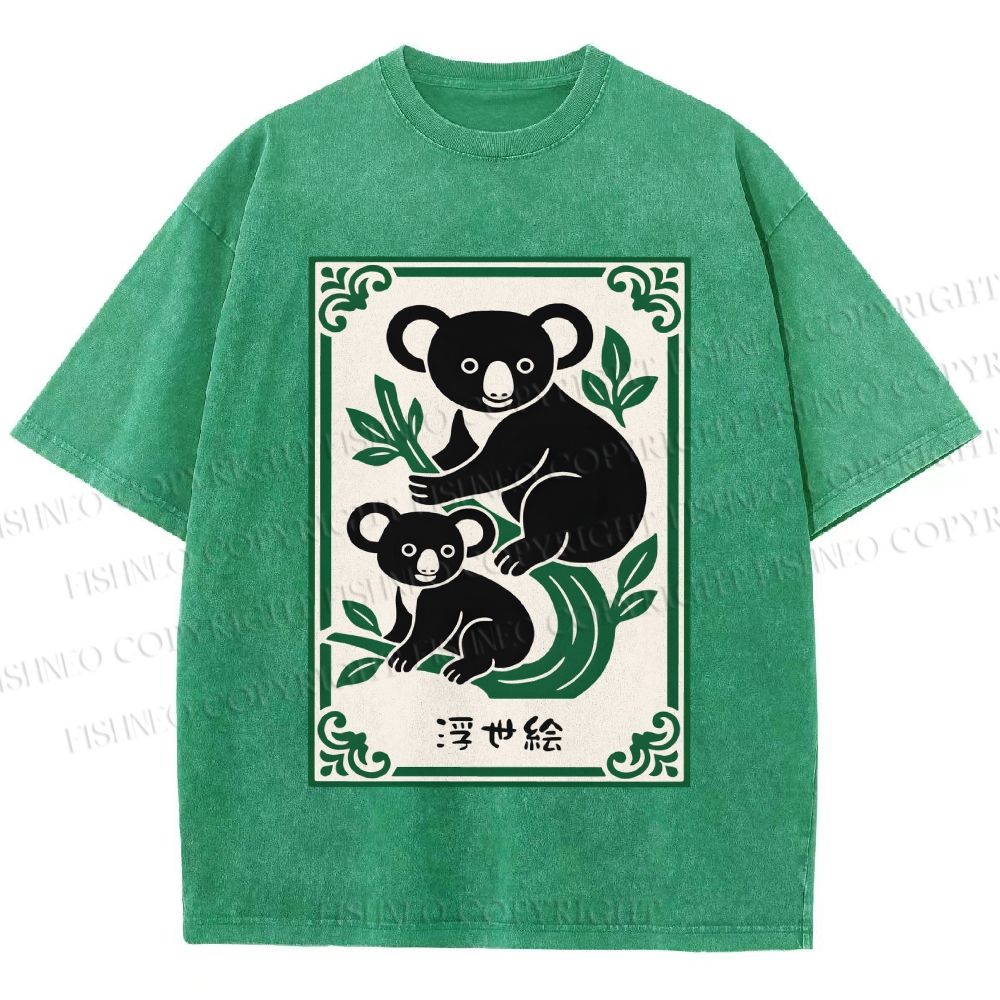 Unisex Vintage Koala Bear Printed Washed Tee