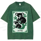 Unisex Vintage Koala Bear Printed Washed Tee