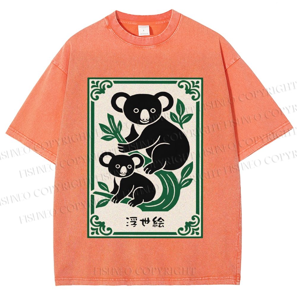 Unisex Vintage Koala Bear Printed Washed Tee