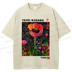 Unisex Yayoi Kusama Flower Printed Washed Tee