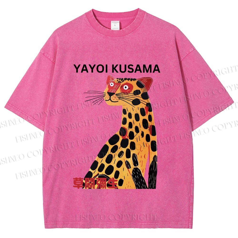 Unisex Yayoi Kusama Silly Panther Printed Washed Tee