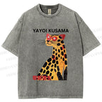 Unisex Yayoi Kusama Silly Panther Printed Washed Tee