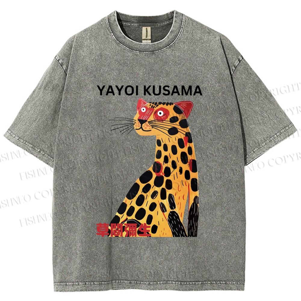 Unisex Yayoi Kusama Silly Panther Printed Washed Tee
