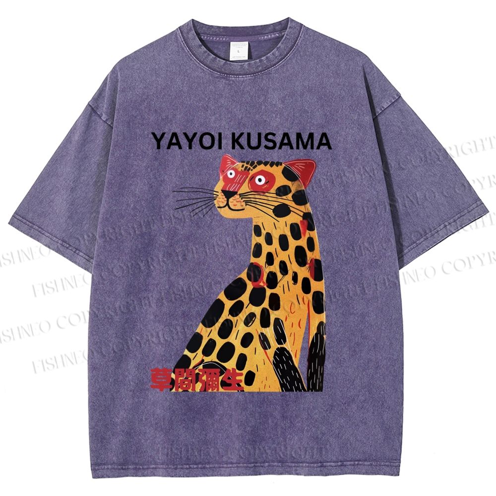Unisex Yayoi Kusama Silly Panther Printed Washed Tee