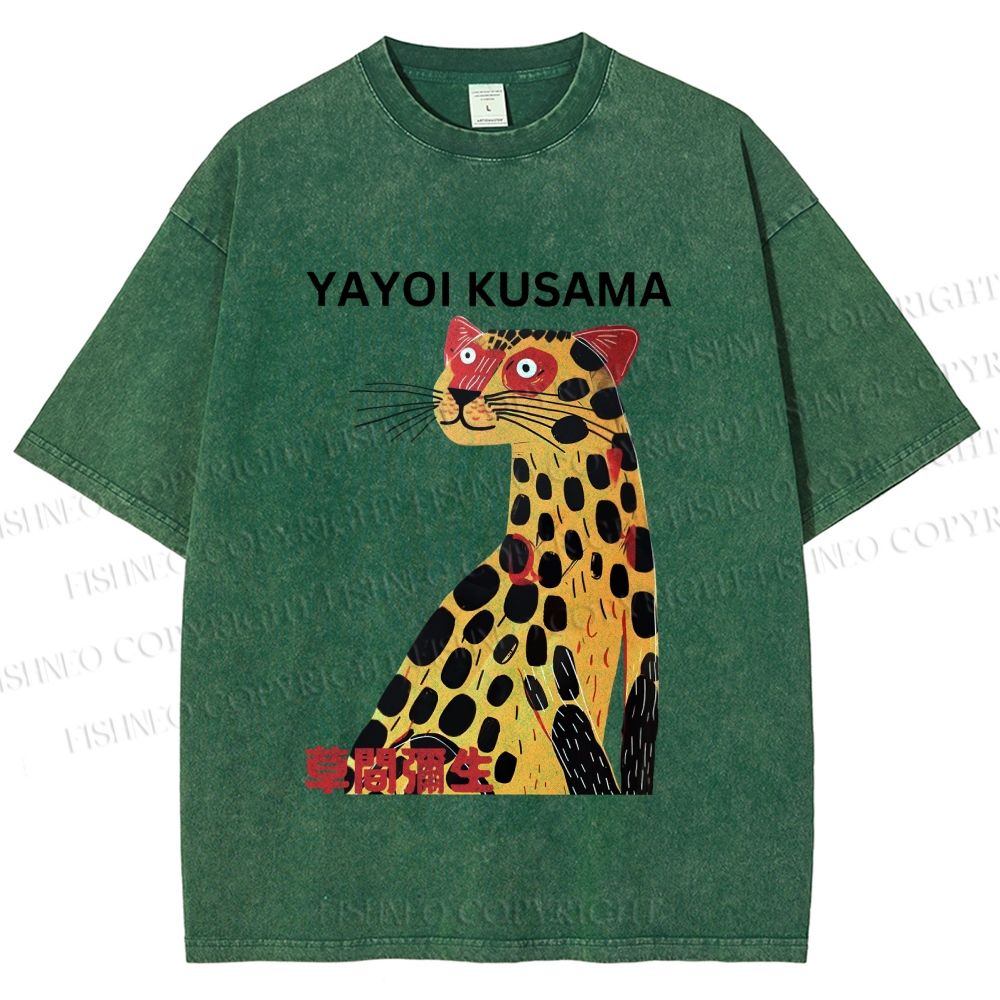 Unisex Yayoi Kusama Silly Panther Printed Washed Tee
