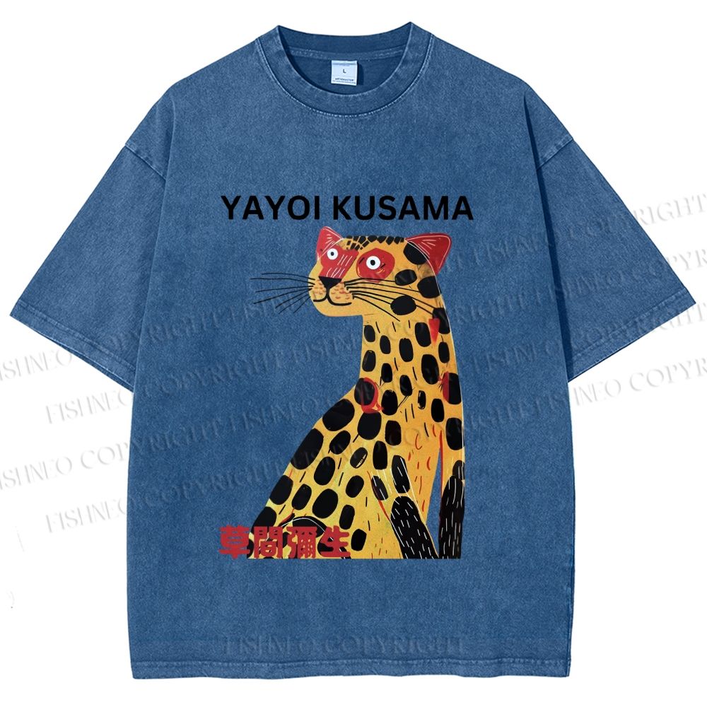 Unisex Yayoi Kusama Silly Panther Printed Washed Tee