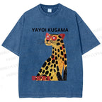 Unisex Yayoi Kusama Silly Panther Printed Washed Tee