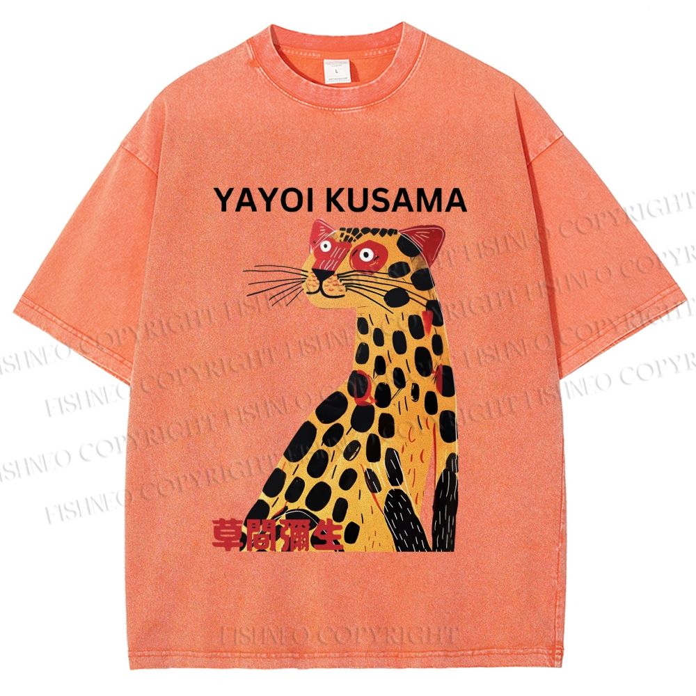 Unisex Yayoi Kusama Silly Panther Printed Washed Tee