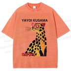 Unisex Yayoi Kusama Silly Panther Printed Washed Tee