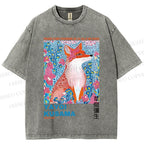 Unisex Yayoi Kusama Fox Printed Washed Tee