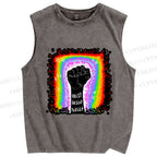 Unisex Pride Exist Resist Persist Printed Washed Tank Top