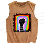 Unisex Pride Exist Resist Persist Printed Washed Tank Top