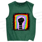 Unisex Pride Exist Resist Persist Printed Washed Tank Top