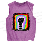 Unisex Pride Exist Resist Persist Printed Washed Tank Top