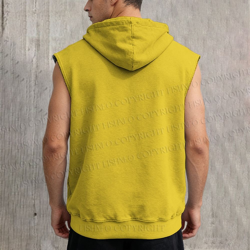 Unisex Vintage Bird in Flowers Printed Sleeveless Hoodie