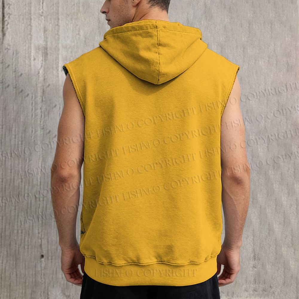 Unisex Vintage Bird in Tree Printed Sleeveless Hoodie
