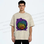 Unisex Rainbow Frogs Hugging Printed Washed Tee