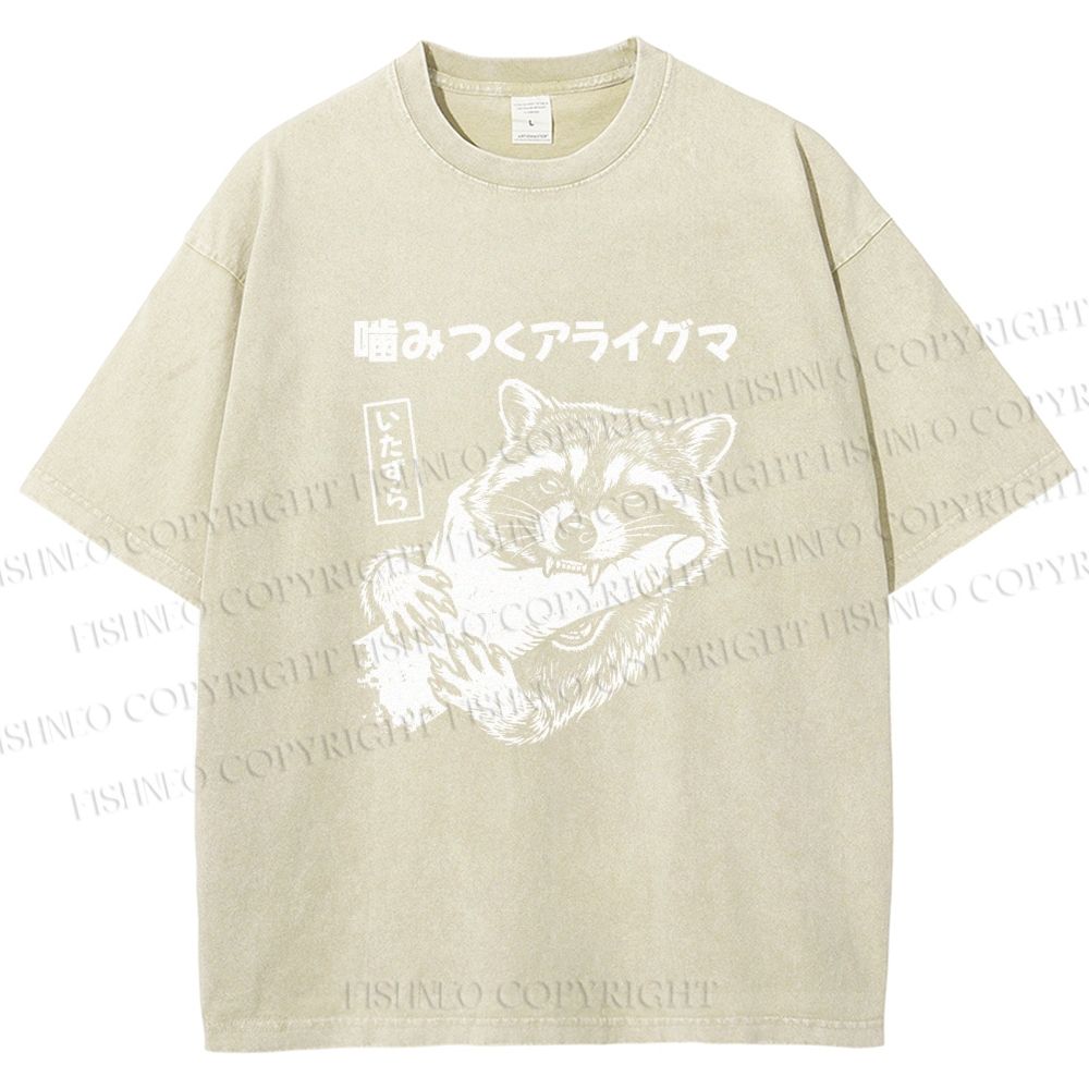 Unisex Mischief Raccoon Printed Washed Tee