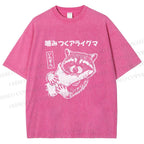 Unisex Mischief Raccoon Printed Washed Tee