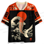 Japanese Koi Fish Ukiyo-e Wave Jersey Shirts