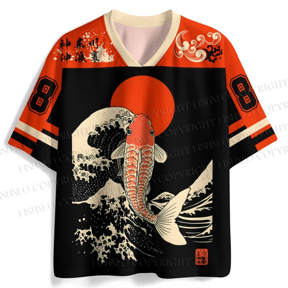 Japanese Koi Fish Ukiyo-e Wave Jersey Shirts